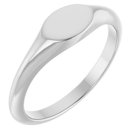 14K White Gold Oval Signet Ring