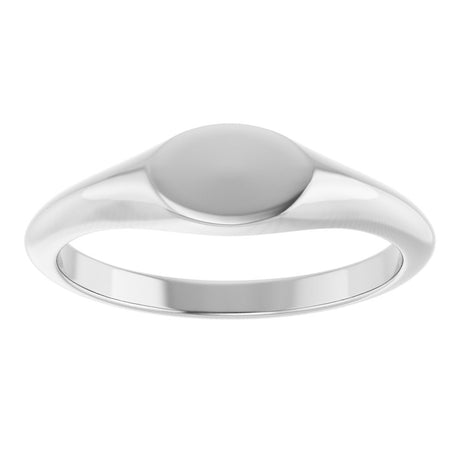 14K White Gold Oval Signet Ring