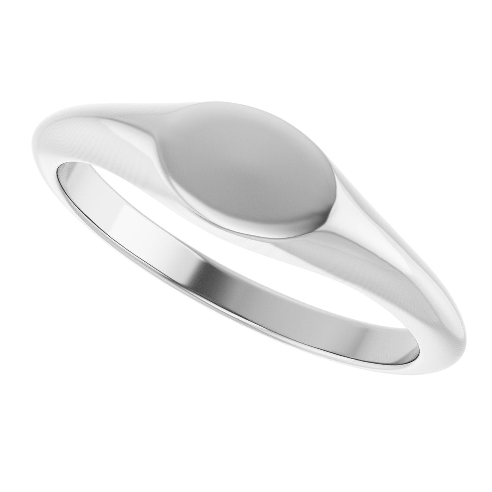 14K White Gold Oval Signet Ring