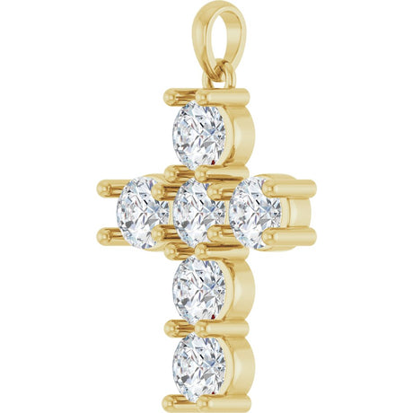 14K Yellow Gold 2 CTW Lab-Grown Diamond Cross Pendant