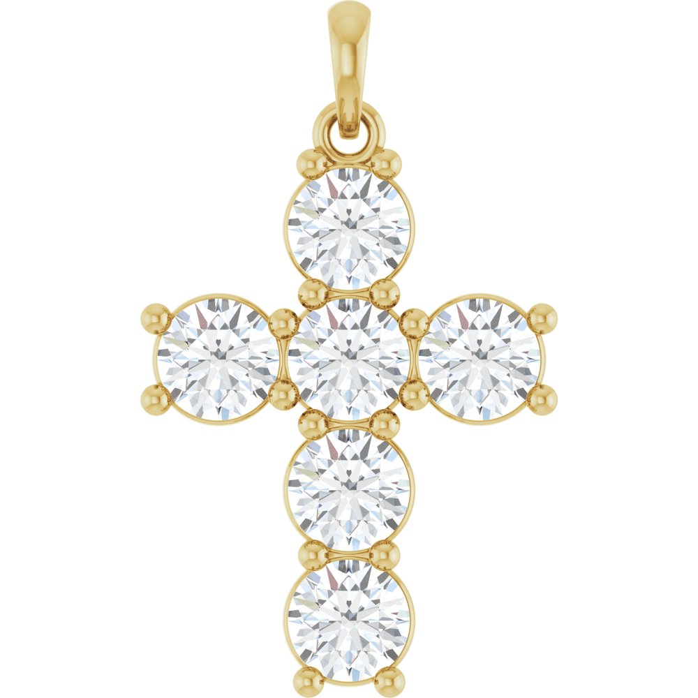 14K Yellow Gold 2 CTW Lab-Grown Diamond Cross Pendant