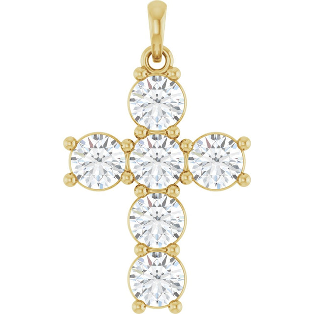 14K Yellow Gold 2 CTW Lab-Grown Diamond Cross Pendant