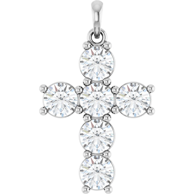 14K White Gold 2 CTW Lab-Grown Diamond Cross Pendant