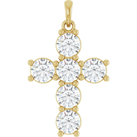 14K Yellow Gold 2 CTW Lab-Grown Diamond Cross Pendant