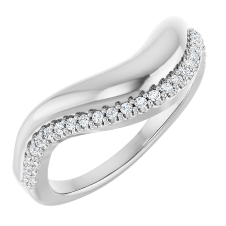 14K White Gold 1/8 CTW Natural Diamond Contour Band