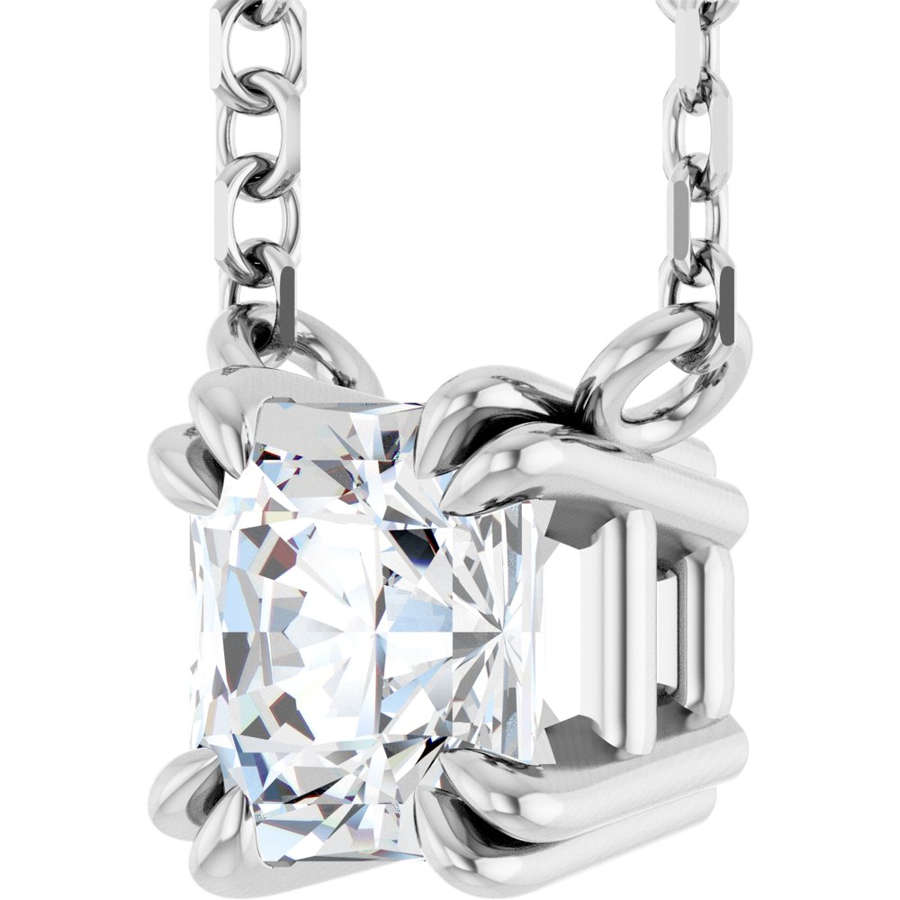 14K White Gold 1/2 CT Lab-Grown Diamond Solitaire 18" Necklace
