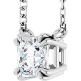 14K White Gold 1/2 CT Lab-Grown Diamond Solitaire 18" Necklace