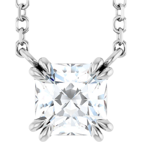 14K White Gold 3/4 CT Lab-Grown Diamond Solitaire 18" Necklace