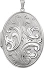 Sterling Silver Engravable Embossed Oval Locket