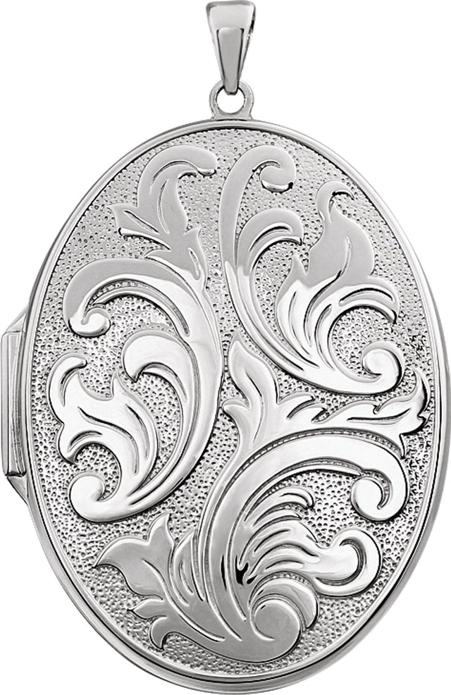 Sterling Silver Engravable Embossed Oval Locket