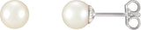 Sterling Silver 7-7.5 mm Cultured White Freshwater Pearl Earrings