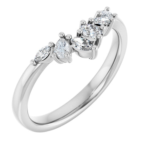 14K White 1/3 CTW Lab-Grown Diamond Contour Band