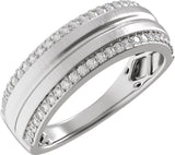 14K White Gold 1/2 CTW Lab-Grown Diamond Tapered Comfort-Fit Half Round Band