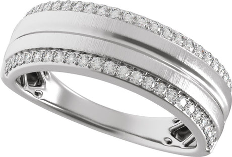 14K White Gold 1/2 CTW Lab-Grown Diamond Tapered Comfort-Fit Half Round Band