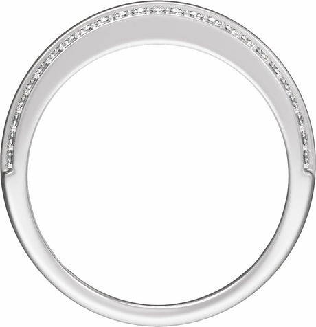 14K White Gold 1/2 CTW Natural Diamond Tapered Comfort-Fit Half Round Band