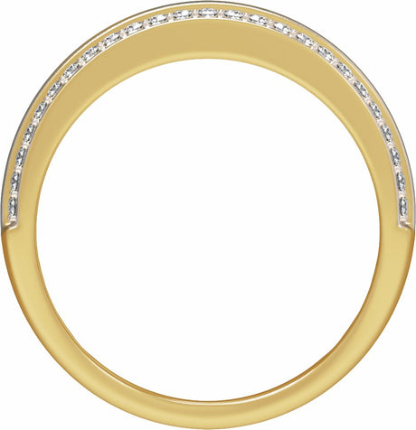 Rhodium-Plated 14K Yellow Gold 1/2 CTW Natural Diamond Tapered Comfort-Fit Half Round Band