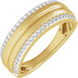 Rhodium-Plated 14K Yellow Gold 1/2 CTW Natural Diamond Tapered Comfort-Fit Half Round Band