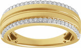 Rhodium-Plated 14K Yellow Gold 1/2 CTW Natural Diamond Tapered Comfort-Fit Half Round Band
