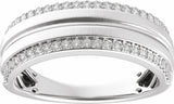 14K White Gold 1/2 CTW Natural Diamond Tapered Comfort-Fit Half Round Band