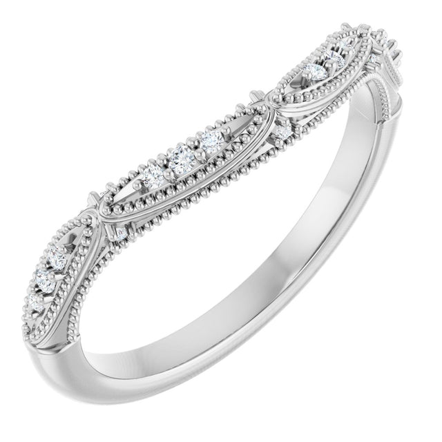 14K White Gold .07 CTW Natural Diamond Contour Band