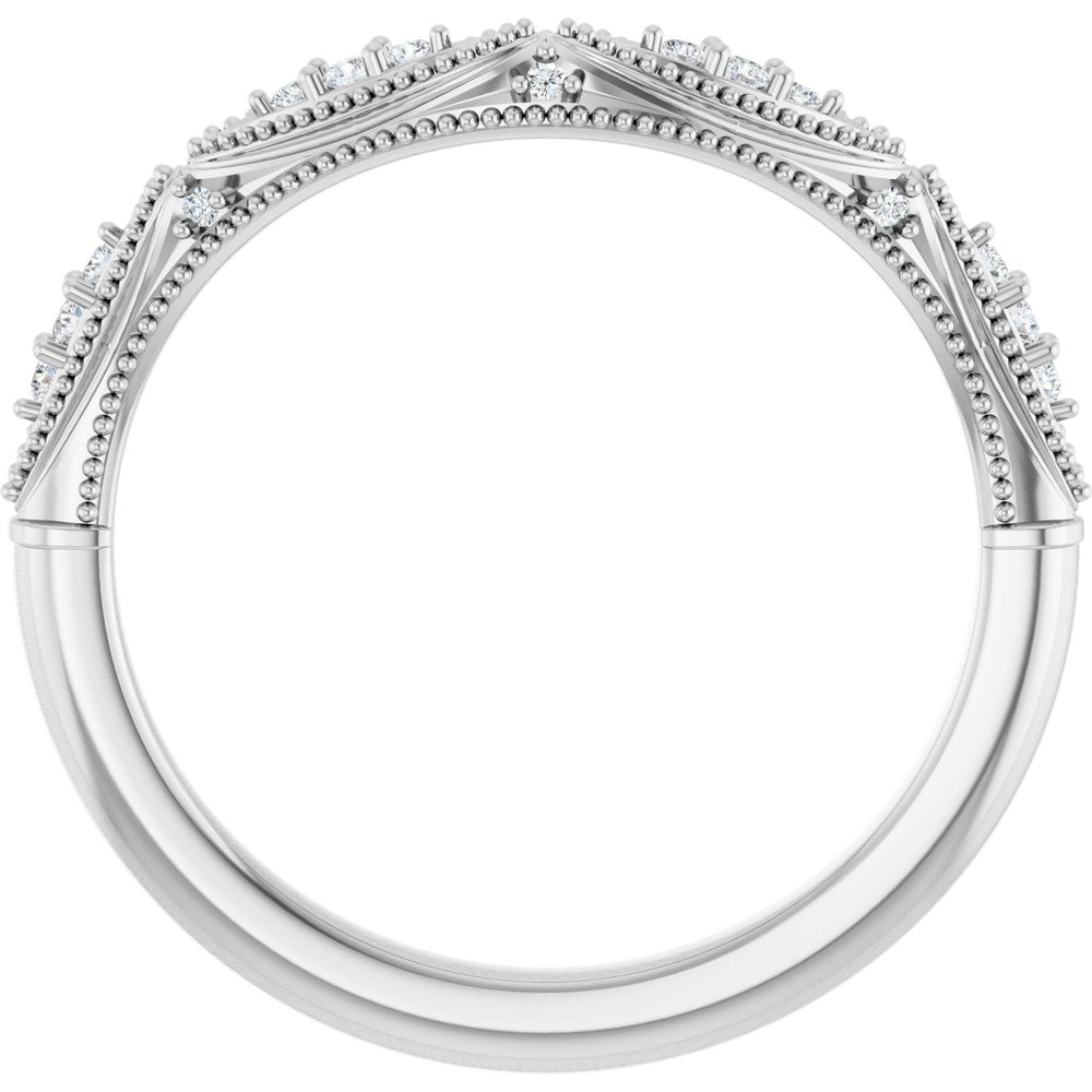 14K White Gold .07 CTW Natural Diamond Contour Band