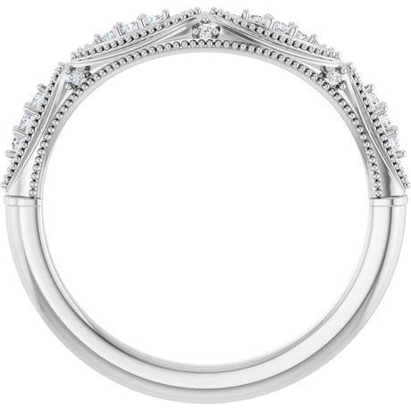 14K White Gold .07 CTW Natural Diamond Contour Band