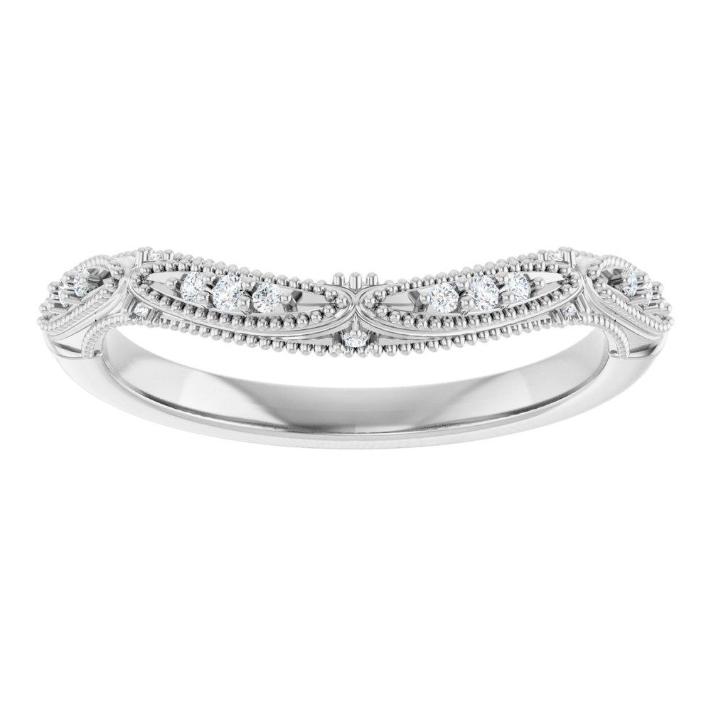 14K White Gold .07 CTW Natural Diamond Contour Band