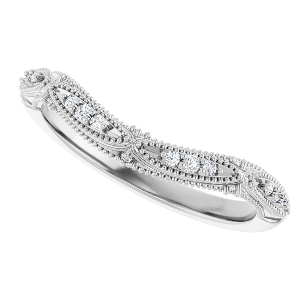 14K White Gold .07 CTW Natural Diamond Contour Band