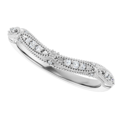 14K White Gold .07 CTW Natural Diamond Contour Band