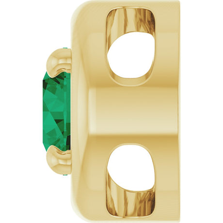 14K Yellow Gold 5 mm Lab-Grown Emerald Solitaire Slide Pendant