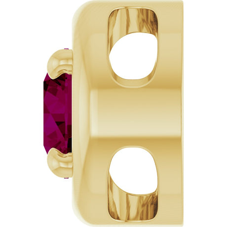 14K Yellow Gold 5 mm Natural Rhodolite Garnet Solitaire Slide Pendant