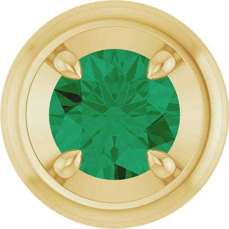 14K Yellow Gold 5 mm Lab-Grown Emerald Solitaire Slide Pendant