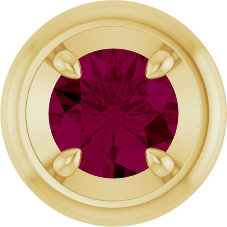14K Yellow Gold 5 mm Natural Rhodolite Garnet Solitaire Slide Pendant