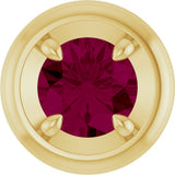 14K Yellow Gold 5 mm Natural Rhodolite Garnet Solitaire Slide Pendant