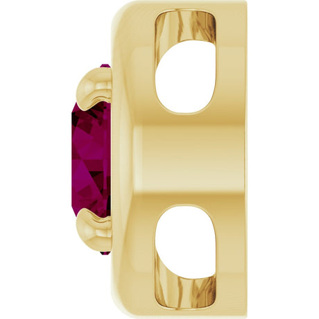 14K Yellow Gold 6 mm Natural Rhodolite Garnet Solitaire Slide Pendant