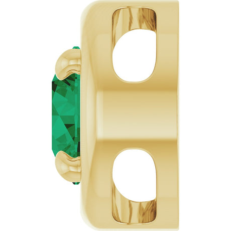 14K Yellow Gold 7 mm Lab-Grown Emerald Solitaire Slide Pendant