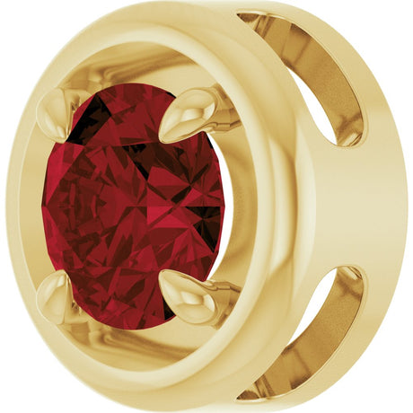 14K Yellow Gold 6 mm Natural Mozambique Garnet Solitaire Slide Pendant