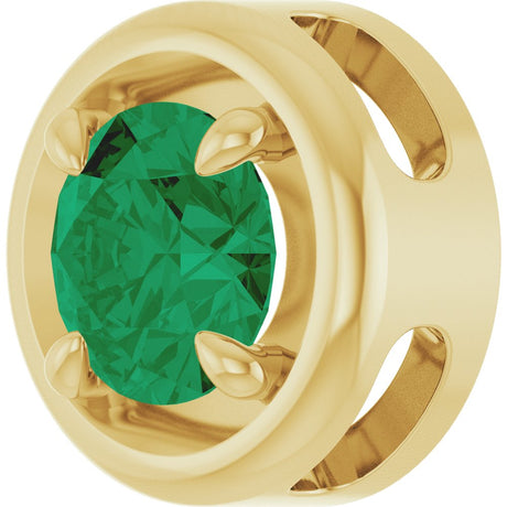 14K Yellow Gold 6 mm Lab-Grown Emerald Solitaire Slide Pendant