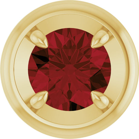 14K Yellow Gold 7 mm Natural Mozambique Garnet Solitaire Slide Pendant