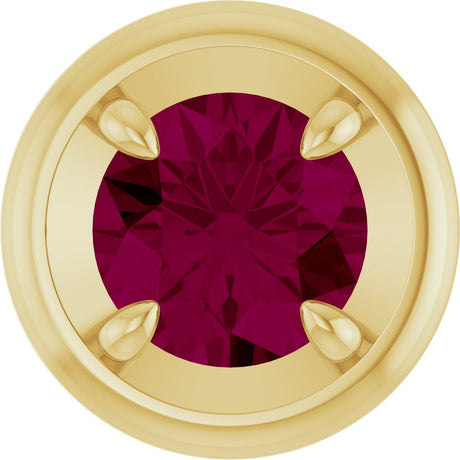 14K Yellow Gold 6 mm Natural Rhodolite Garnet Solitaire Slide Pendant