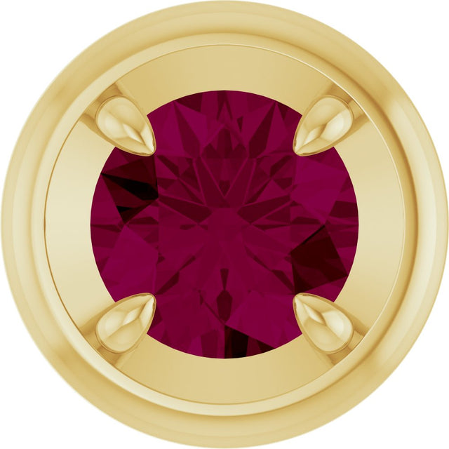 14K Yellow Gold 6 mm Natural Rhodolite Garnet Solitaire Slide Pendant