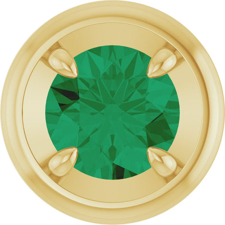 14K Yellow Gold 6 mm Lab-Grown Emerald Solitaire Slide Pendant