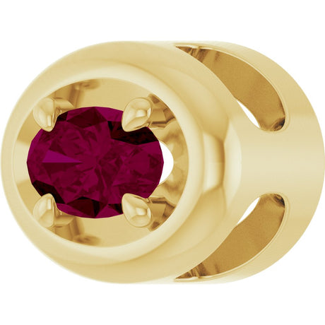 14K Yellow Gold 5x3 mm Natural Rhodolite Garnet Solitaire Slide Pendant