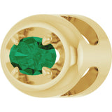14K Yellow Gold 5x3 mm Lab-Grown Emerald Solitaire Slide Pendant