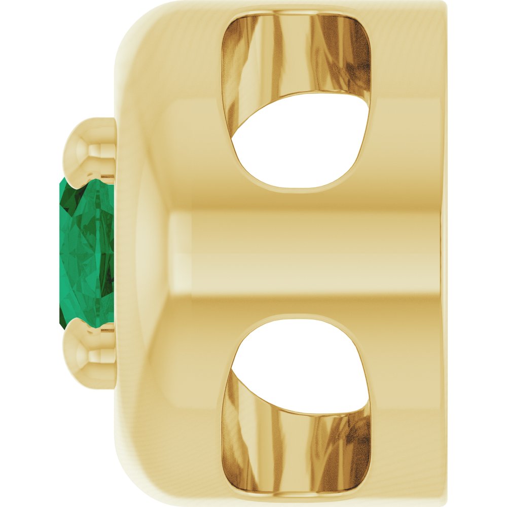 14K Yellow Gold 5x3 mm Lab-Grown Emerald Solitaire Slide Pendant