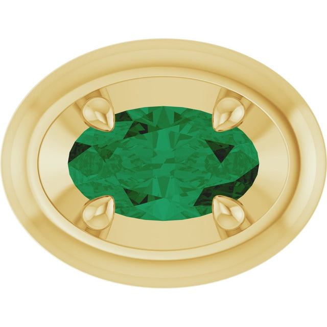 14K Yellow Gold 5x3 mm Lab-Grown Emerald Solitaire Slide Pendant