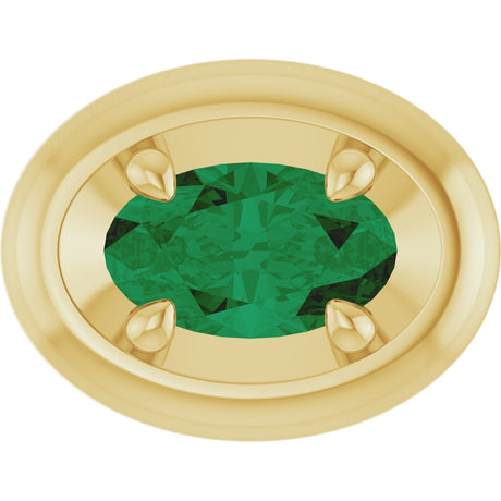 14K Yellow Gold 5x3 mm Lab-Grown Emerald Solitaire Slide Pendant