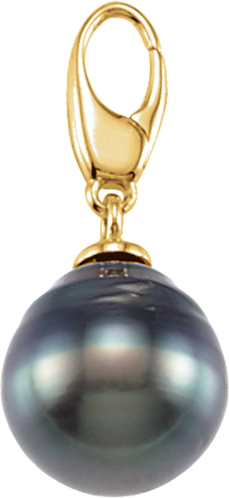 14K Yellow Cultured Gray Tahitian Pearl Charm/Pendant