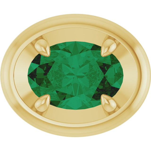 14K Yellow Gold 7x5 mm Lab-Grown Emerald Solitaire Slide Pendant