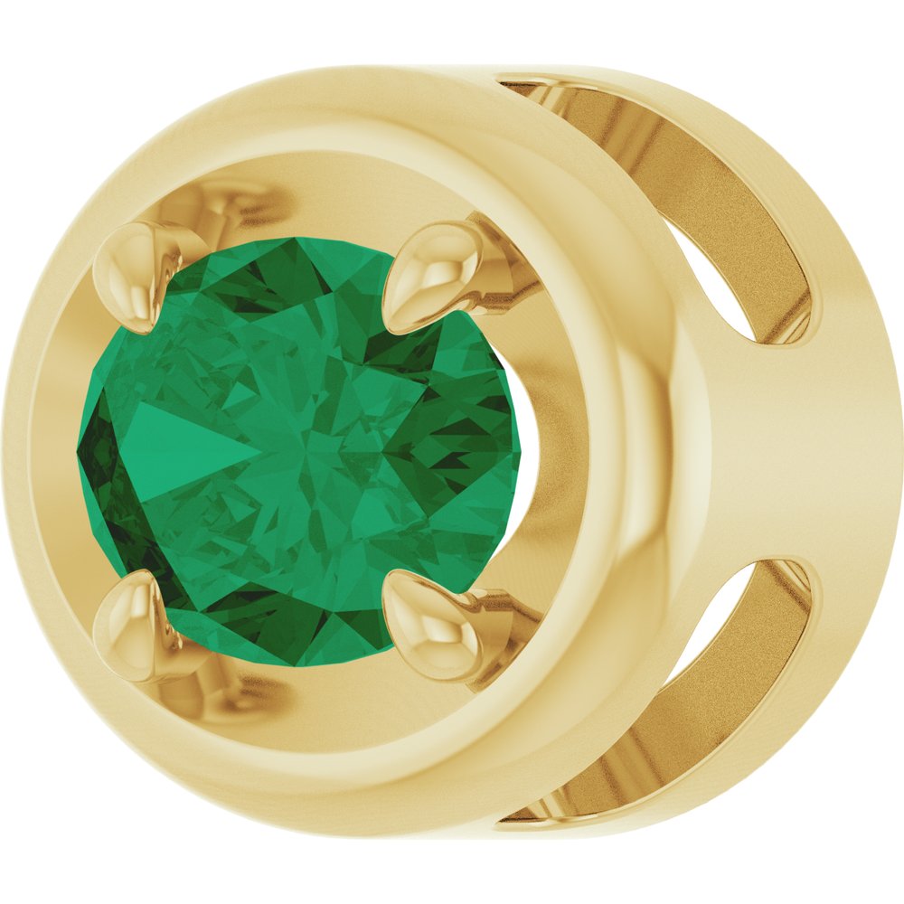 14K Yellow Gold 7x5 mm Lab-Grown Emerald Solitaire Slide Pendant